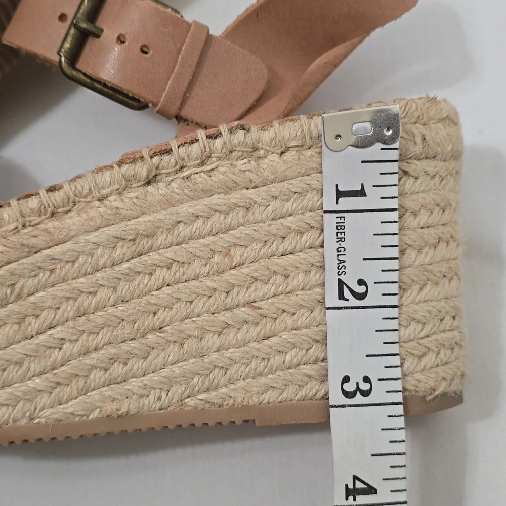 Soludos Minorca Leather Ankle Strap Espadrille Platform Sandals Tan Leather‎ 8.5
